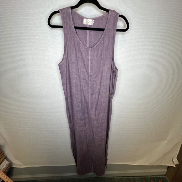 San Francisco Clothing Company Purple 100% Linen Sleeveless Maxi Dress Large - Picture 2 of 7